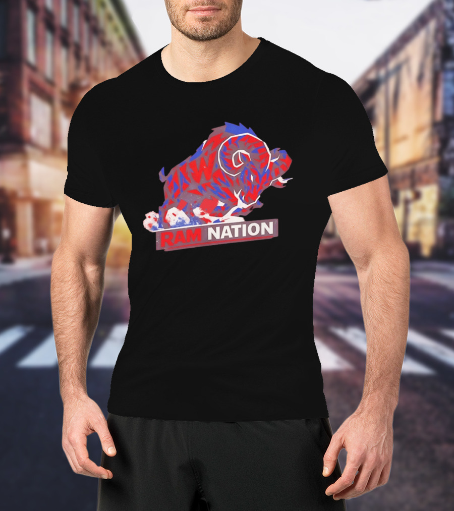 Ram Nation Red Blue Charging Ram T-Shirt