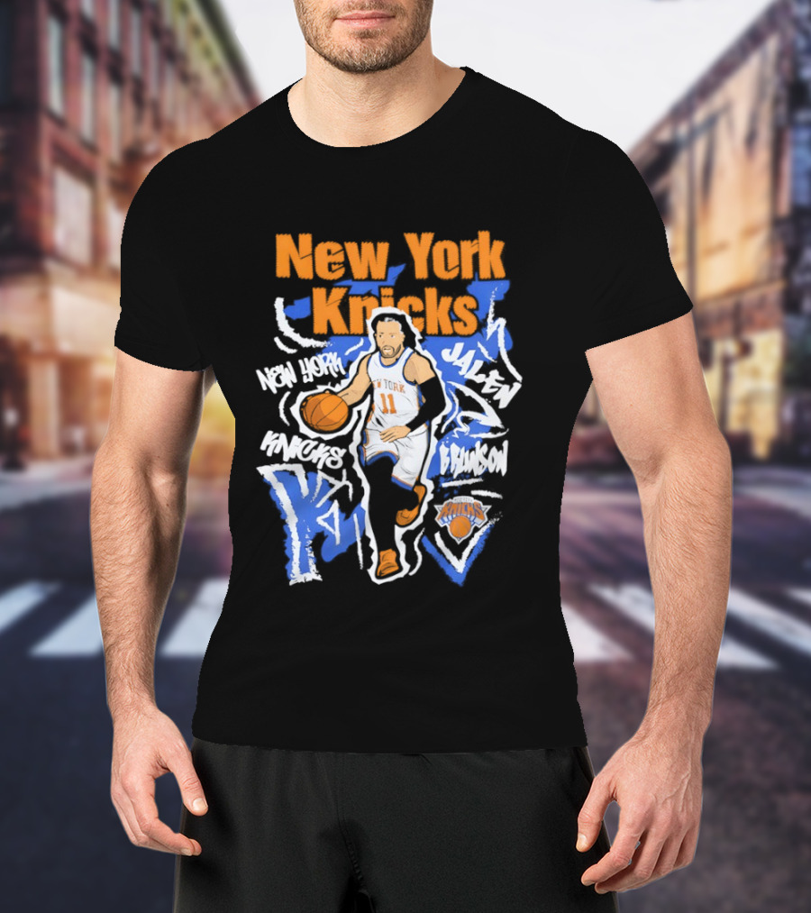 New York Knicks Jalen Brunson 11 Basketball NBA Player Cartoon T-Shirt