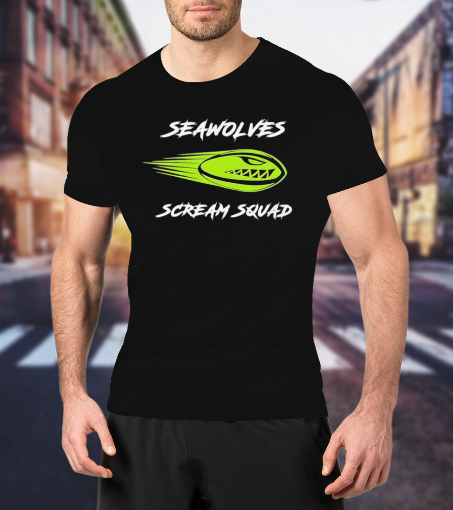 Seawolves Scream Squad Rugby Branding Lime Green Fierce T-Shirt