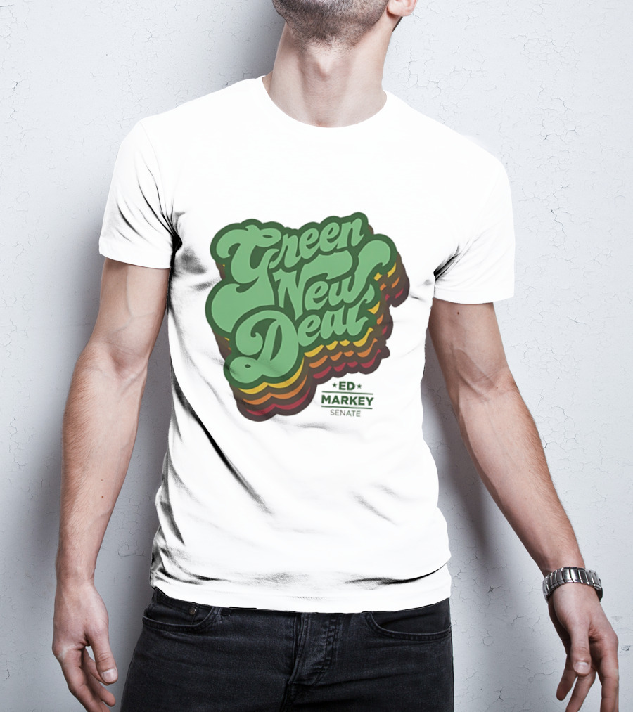 Green New Deal Ed Markey Senate Retro Font T-Shirt