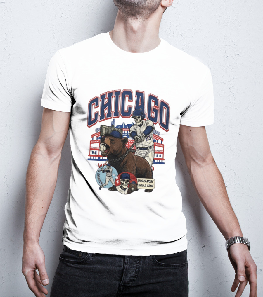 Chicago Cubs Wrigley Field Skeleton Baseball Champions This Is More Than A Game T-Shirt