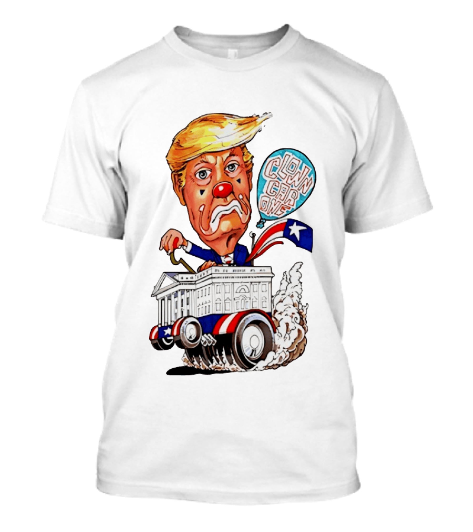 Clown Car One Cartoon Trump White House Sátira Política Divertida T-Shirt