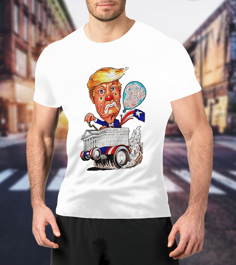 Clown Car One Cartoon Trump White House Sátira Política Divertida T-Shirt