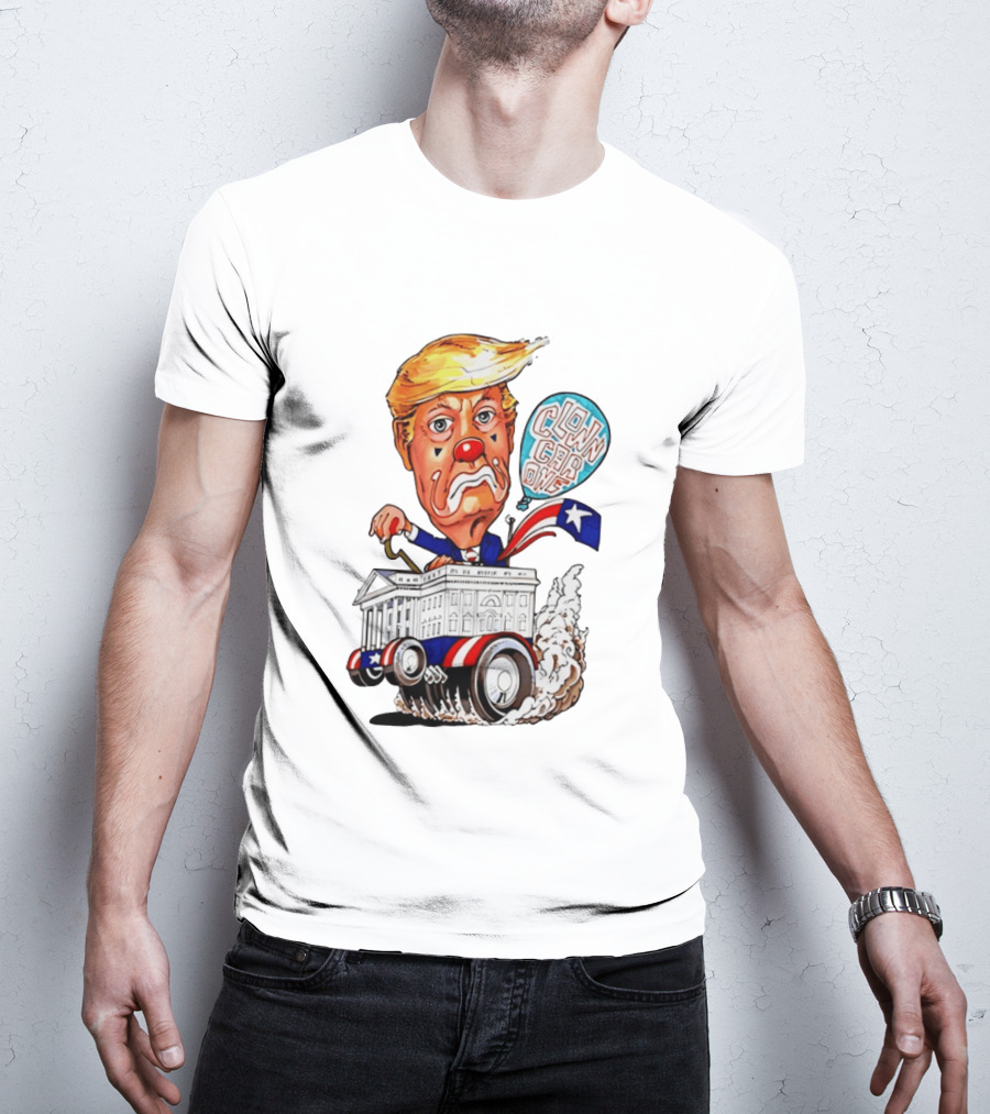 Clown Car One Cartoon Trump White House Sátira Política Divertida T-Shirt