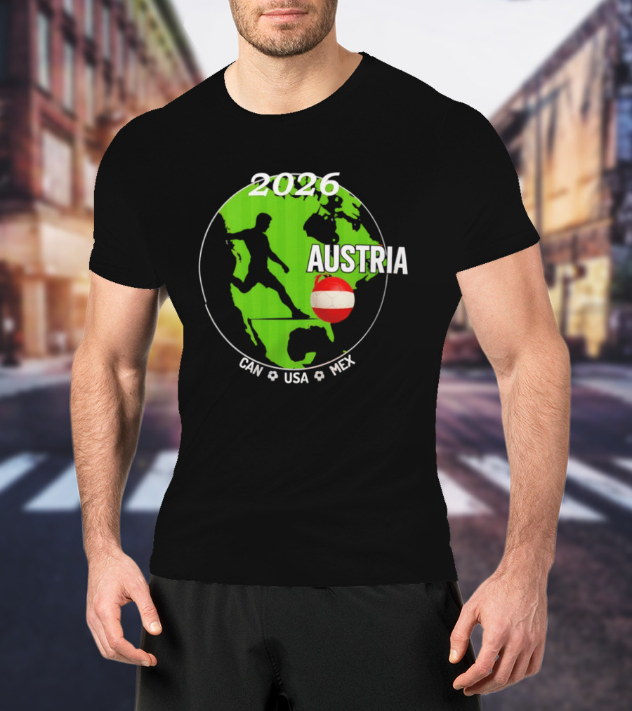 Austria Football 2026 CAN USA MEX World Cup Soccer Map T-Shirt