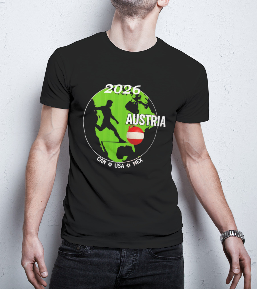 Austria Football 2026 CAN USA MEX World Cup Soccer Map T-Shirt