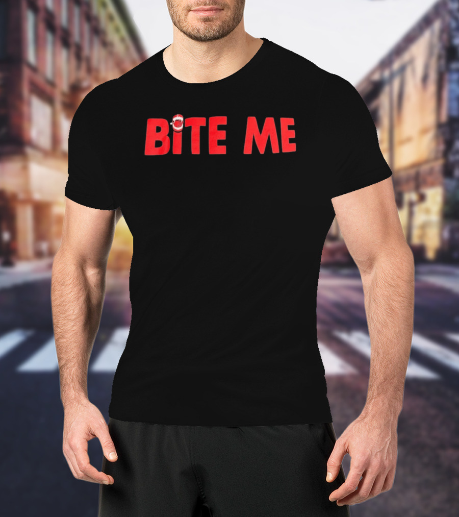 Bite Me Halloween Vampire Teeth Red Letters T-Shirt