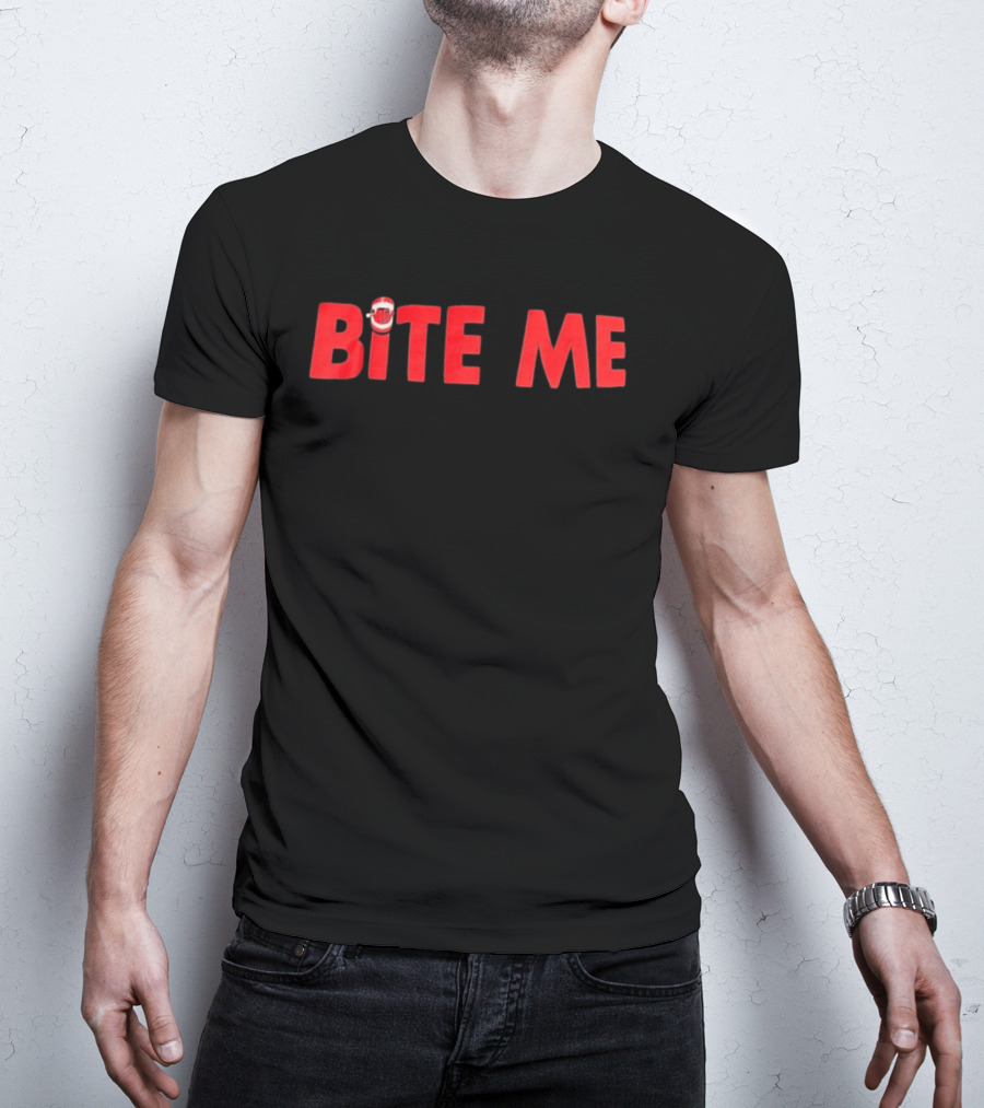 Bite Me Halloween Vampire Teeth Red Letters T-Shirt