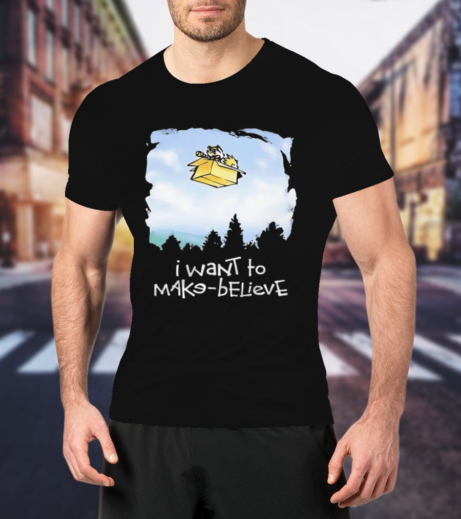 I Want To Mako Believe Calvin And Hobbes Inspired Flying Box Adventure T-Shirt