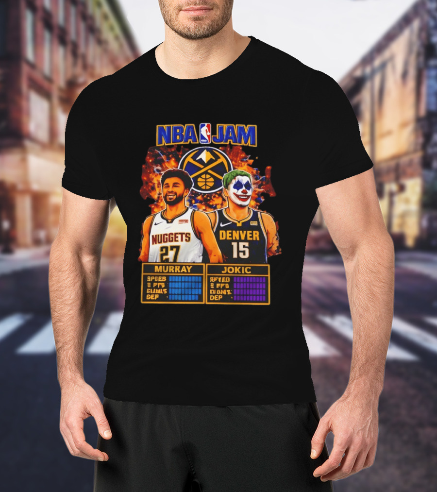NBA Jam Denver Nuggets Jokic And Murray Basketball Legends T-Shirt