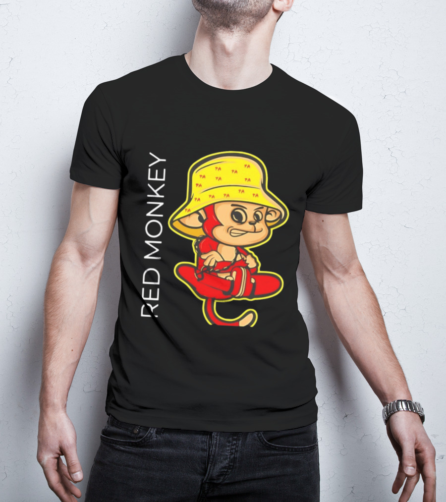 PA Red Monkey Cartoon With Yellow Hat T-Shirt