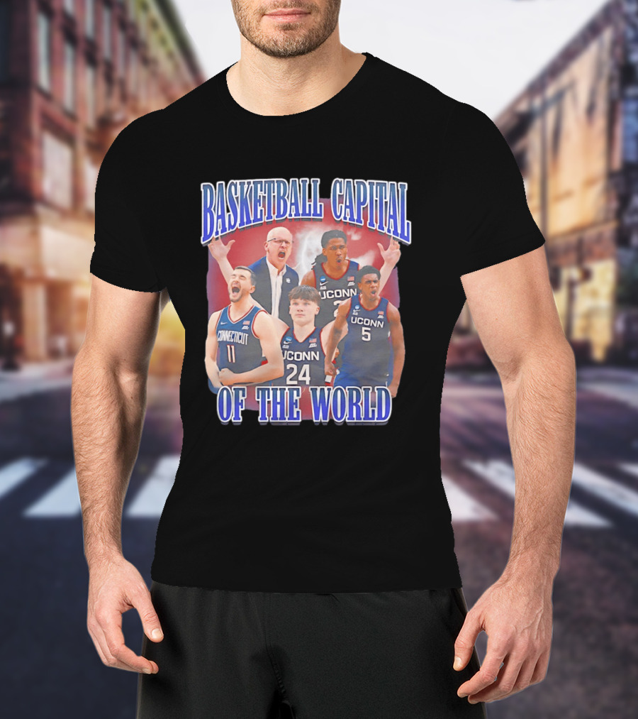 UConn Huskies Basketball Capital Of The World Dan Hurley Players T-Shirt