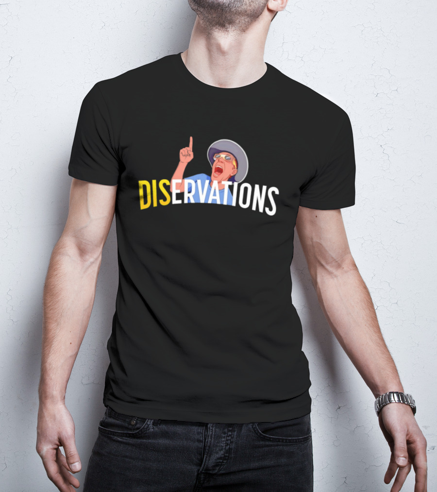 DISERVATIONS Cartoon Character With Pointing Gesture And Hat T-Shirt