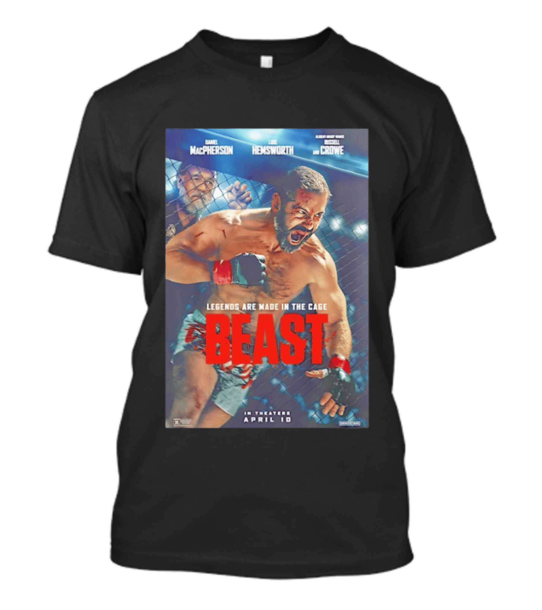 Daniel MacPherson Luke Hemsworth Russell Crowe MMA Beast Movie Legends In The Cage April 10 2026 T-Shirt