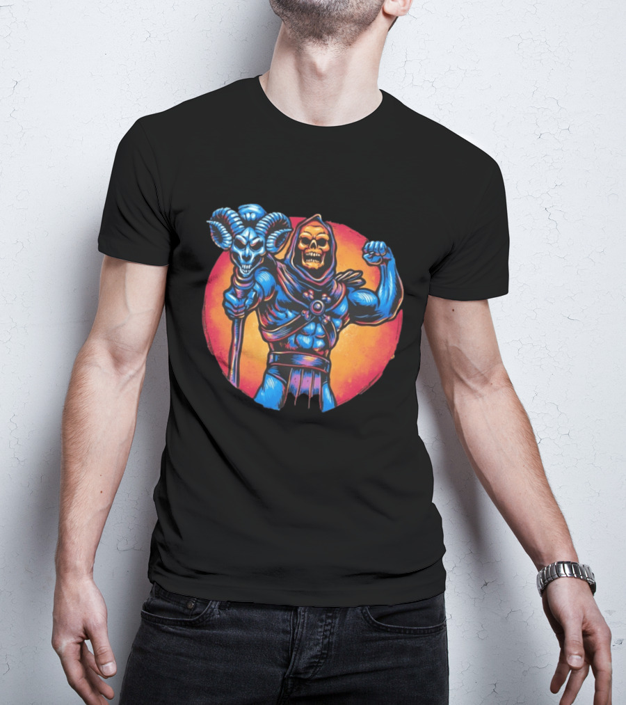 Skeletor Conquer The Universe Iconic Muscular Villain With Ram Staff T-Shirt