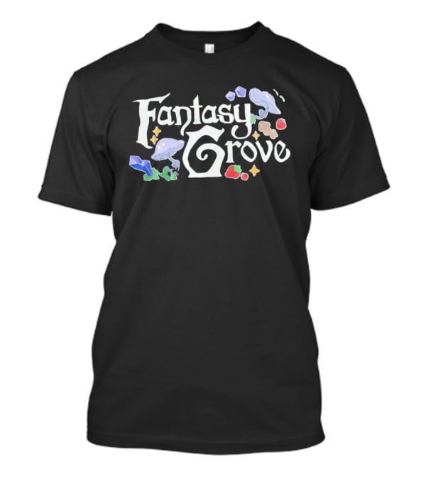 Fantasy Grove Mushrooms Strawberries Gems Whimsical Nature Magic T-Shirt