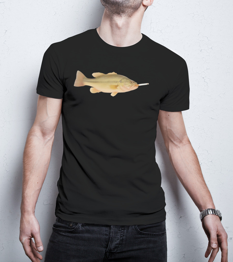 Fish Smoking Cigarette Novelty Humor T-Shirt