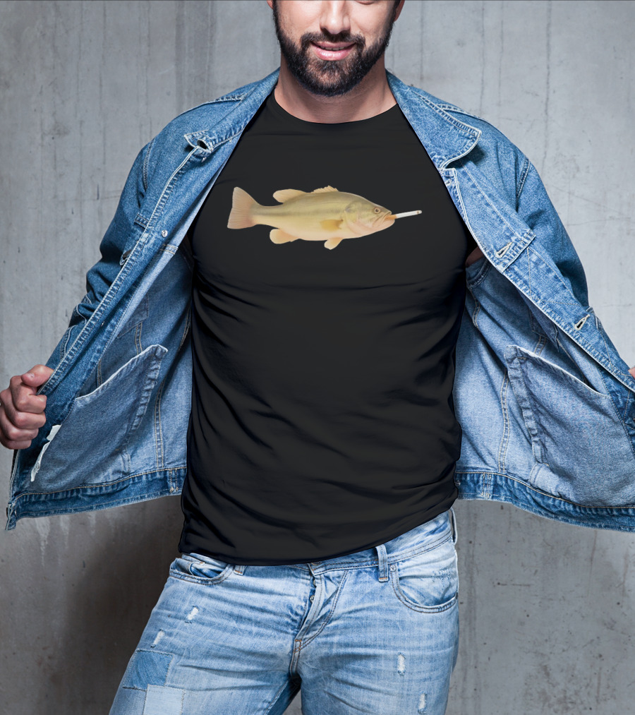 Fish Smoking Cigarette Novelty Humor T-Shirt