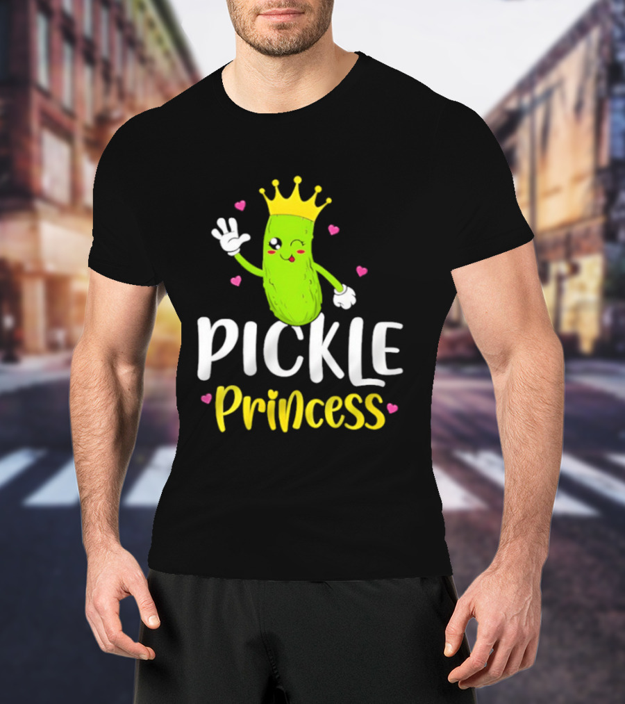 Pickle Princess Crown Cute Fun Cartoon T-Shirt