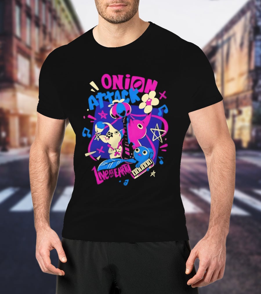 Onion Attack Live At Earth Pikmin Music Themed Concept T-Shirt