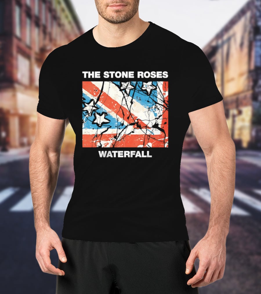 The Stone Roses Waterfall Flag Stars Union Jack T-Shirt