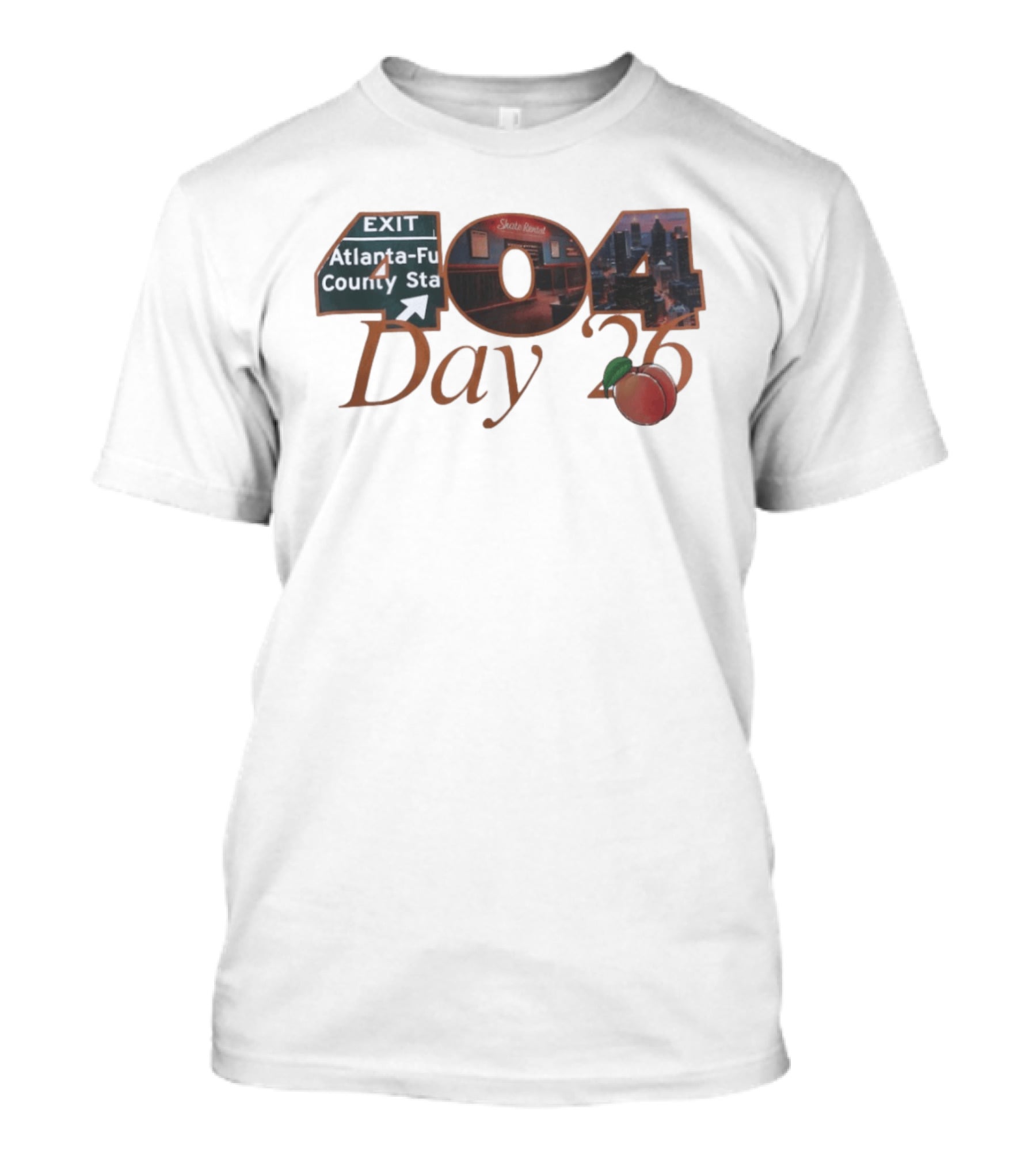 Atlanta Fulton County Peach Day 404 2025 Skate Rink Skyline T-Shirt