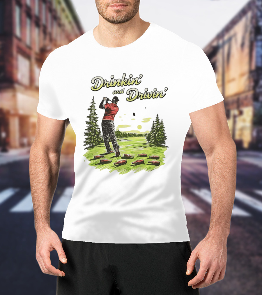 Drinkin' And Drivin' Golfer With Bottles On Golf Course T-Shirt