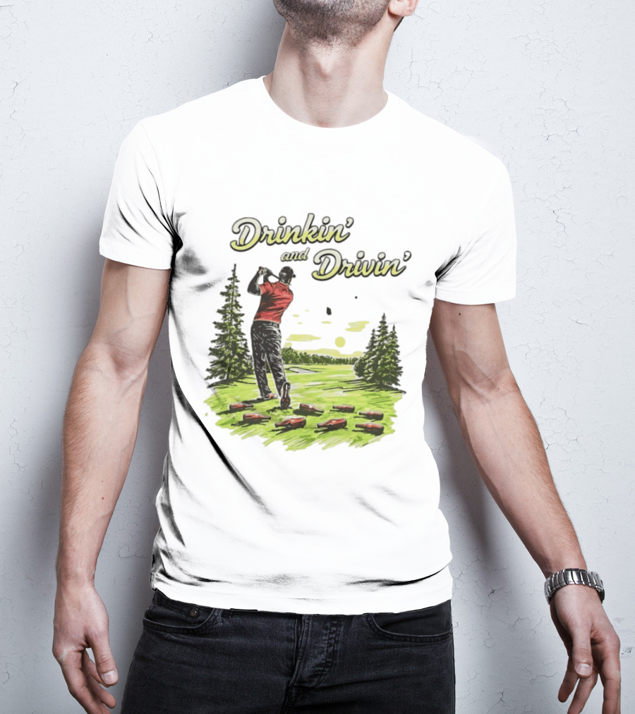 Drinkin' And Drivin' Golfer With Bottles On Golf Course T-Shirt