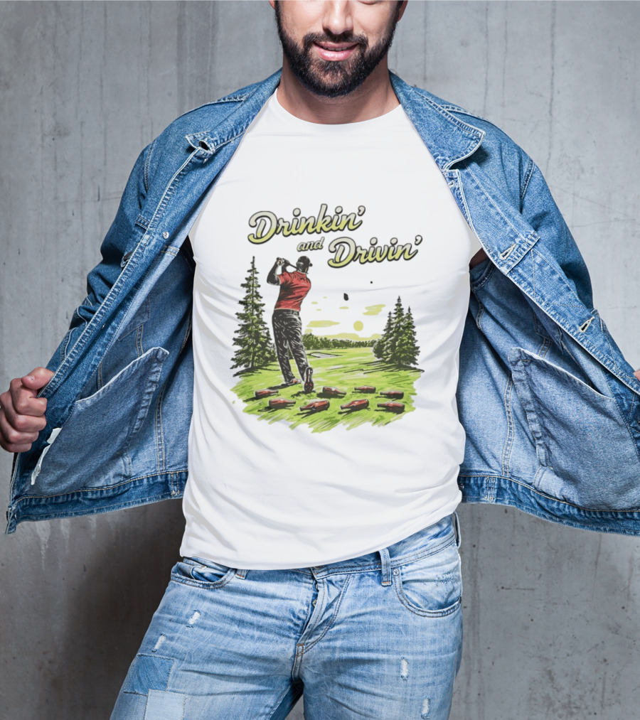 Drinkin' And Drivin' Golfer With Bottles On Golf Course T-Shirt