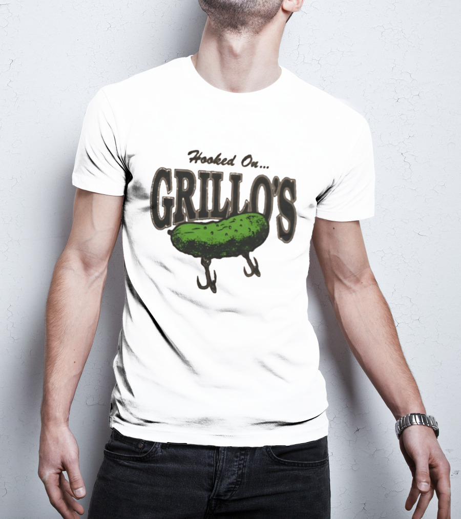 Hooked On Grillo's Pickle Green Fishing Hooks T-Shirt