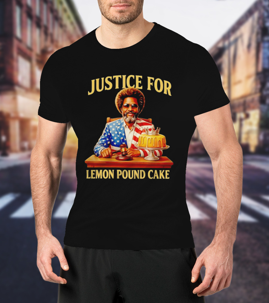 Justice For Lemon Pound Cake Meme Retro Style Judge With Gavel And Patriotic Suit T-Shirt