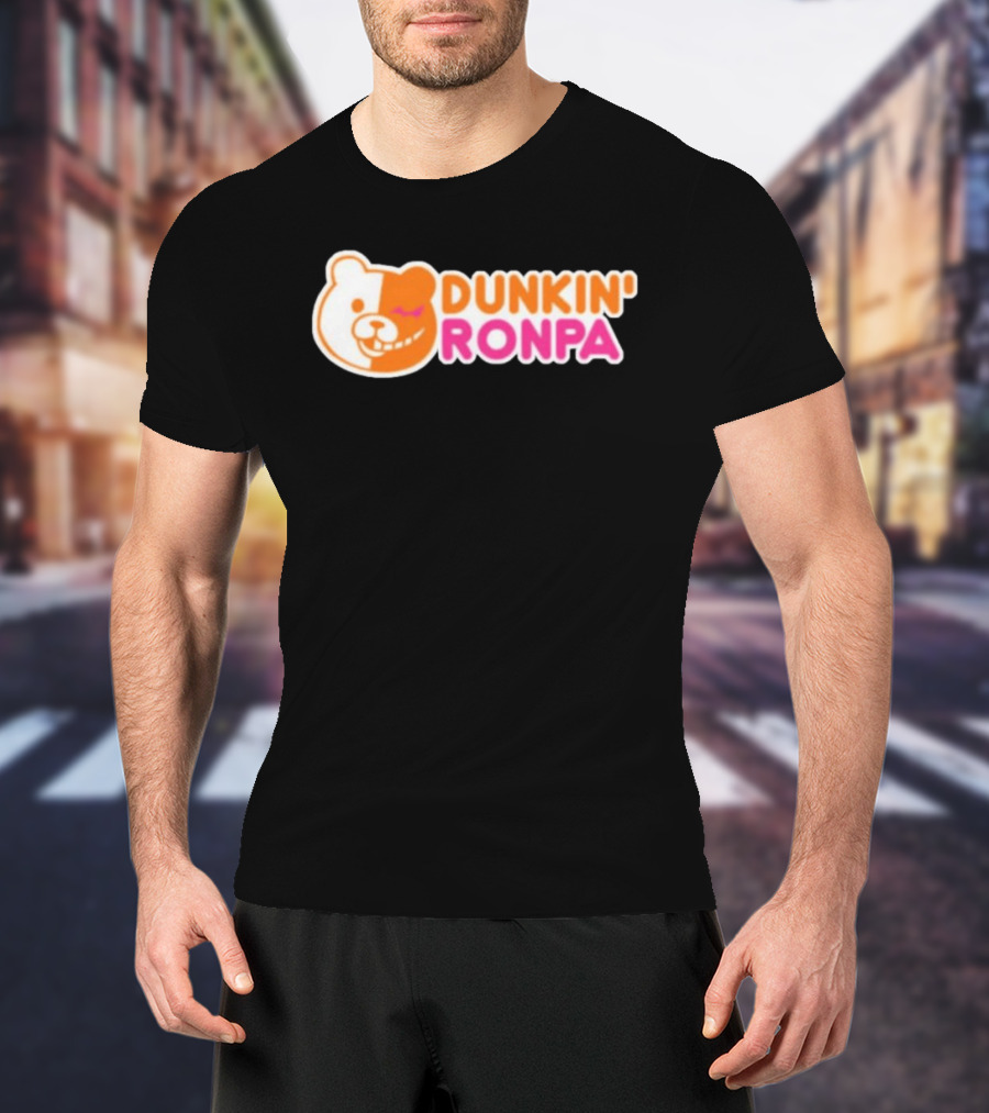 Dunkin' Ronpa Bear Face Graphic Brian Beacock T-Shirt