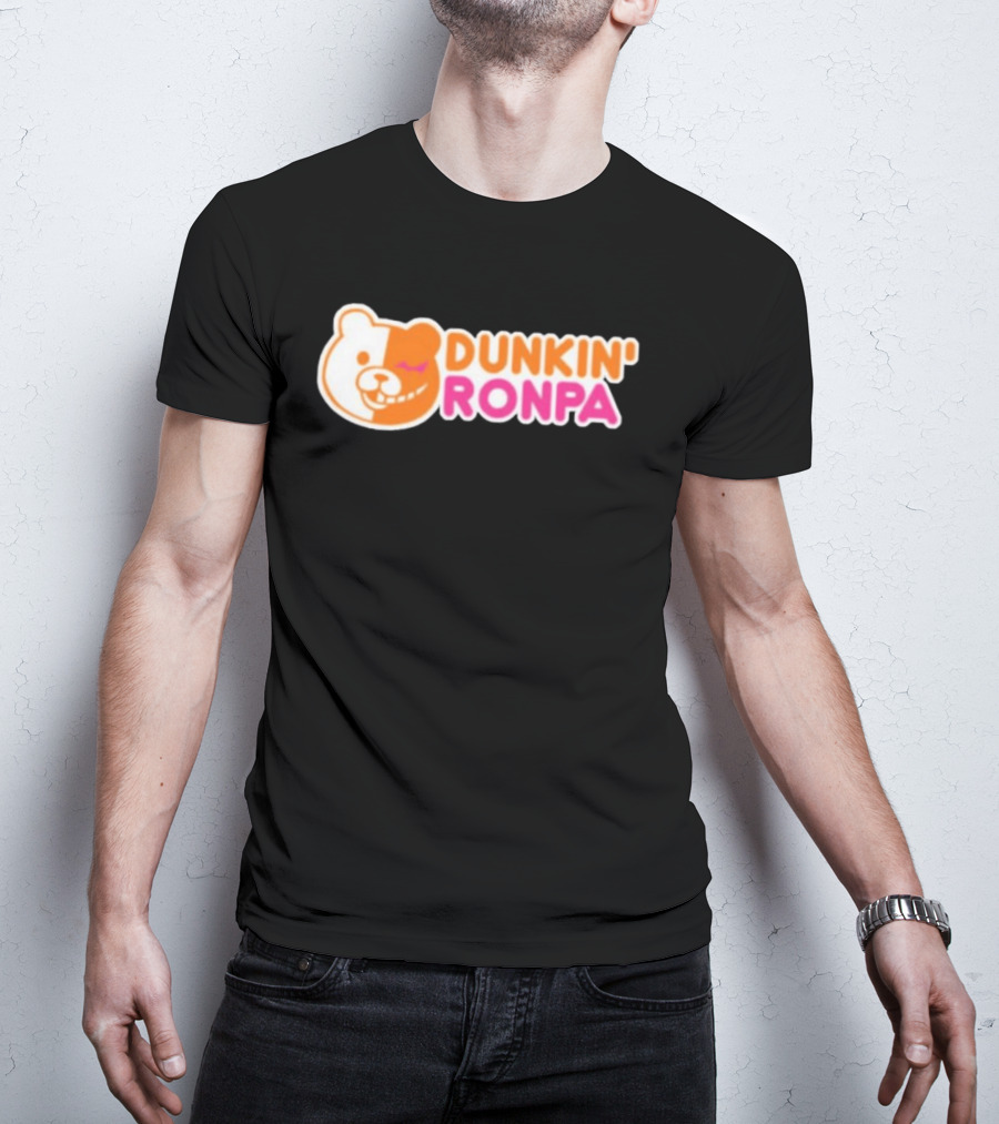 Dunkin' Ronpa Bear Face Graphic Brian Beacock T-Shirt