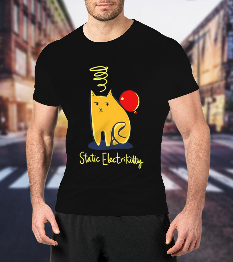 Static Electricity Cat Balloon Fun T-Shirt