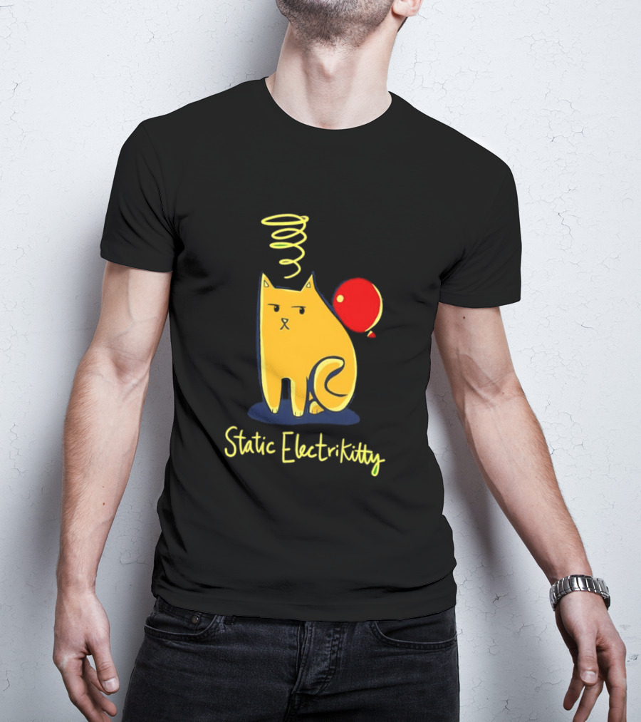 Static Electricity Cat Balloon Fun T-Shirt