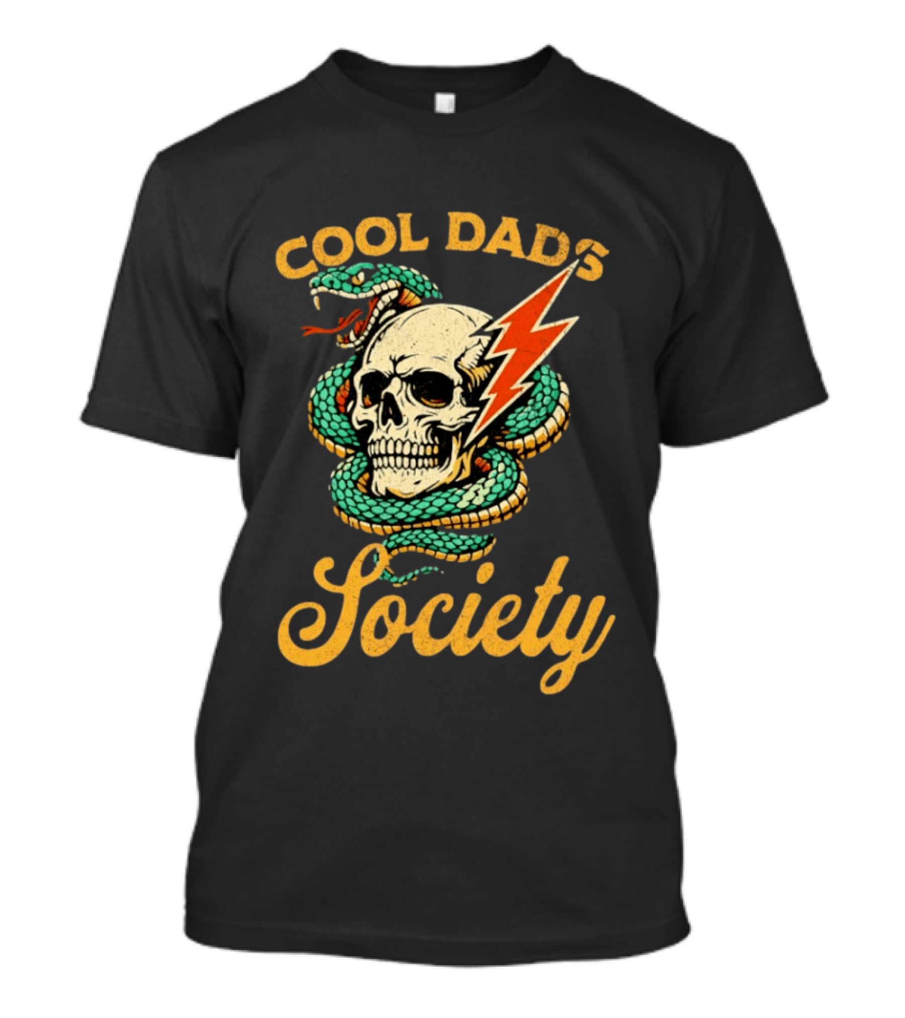 Cool Dads Society Skull Snake Lightning Bolt T-Shirt
