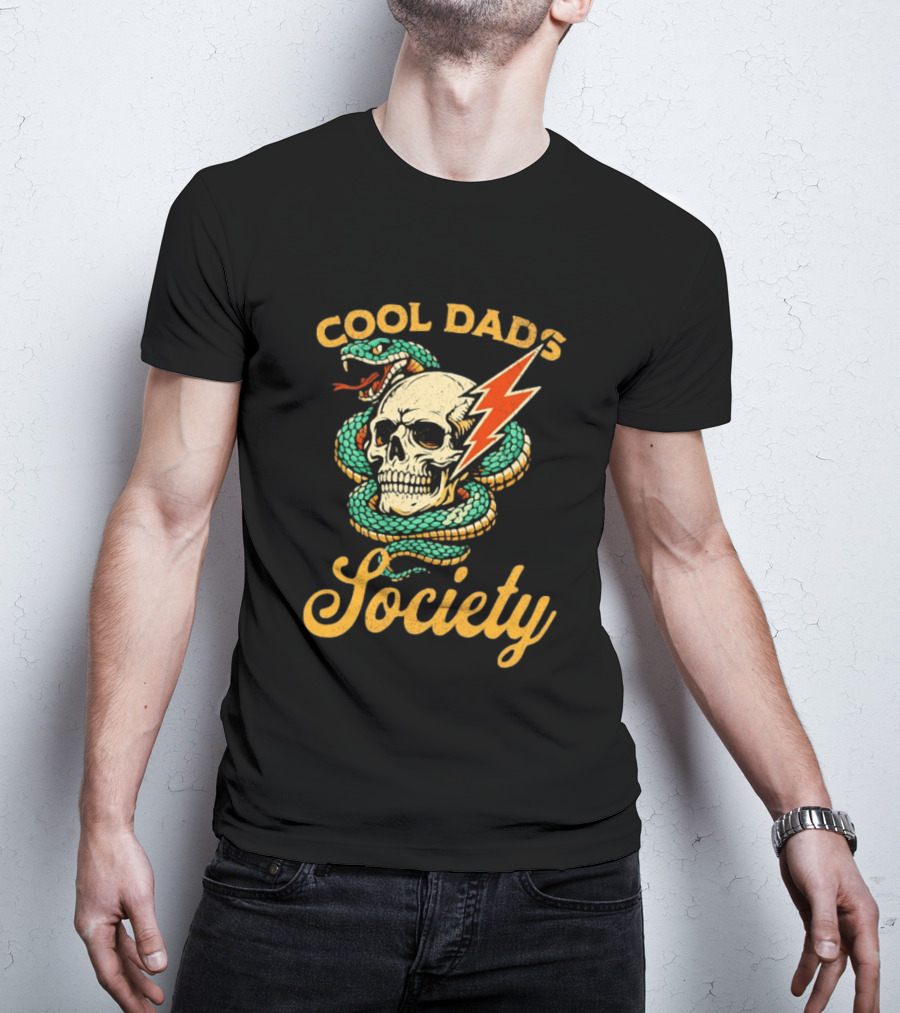 Cool Dads Society Skull Snake Lightning Bolt T-Shirt