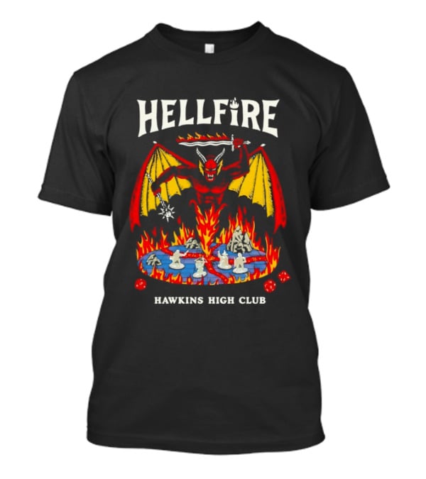 Hellfire Hawkins High Club Demon With Flames And Dice T-Shirt