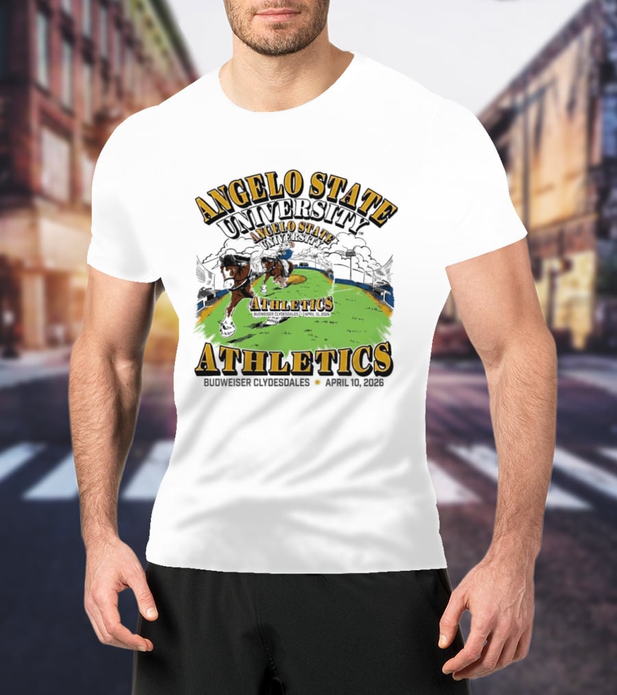 Angelo State University Athletics Budweiser Clydesdales April 10 2026 Event Celebration T-Shirt