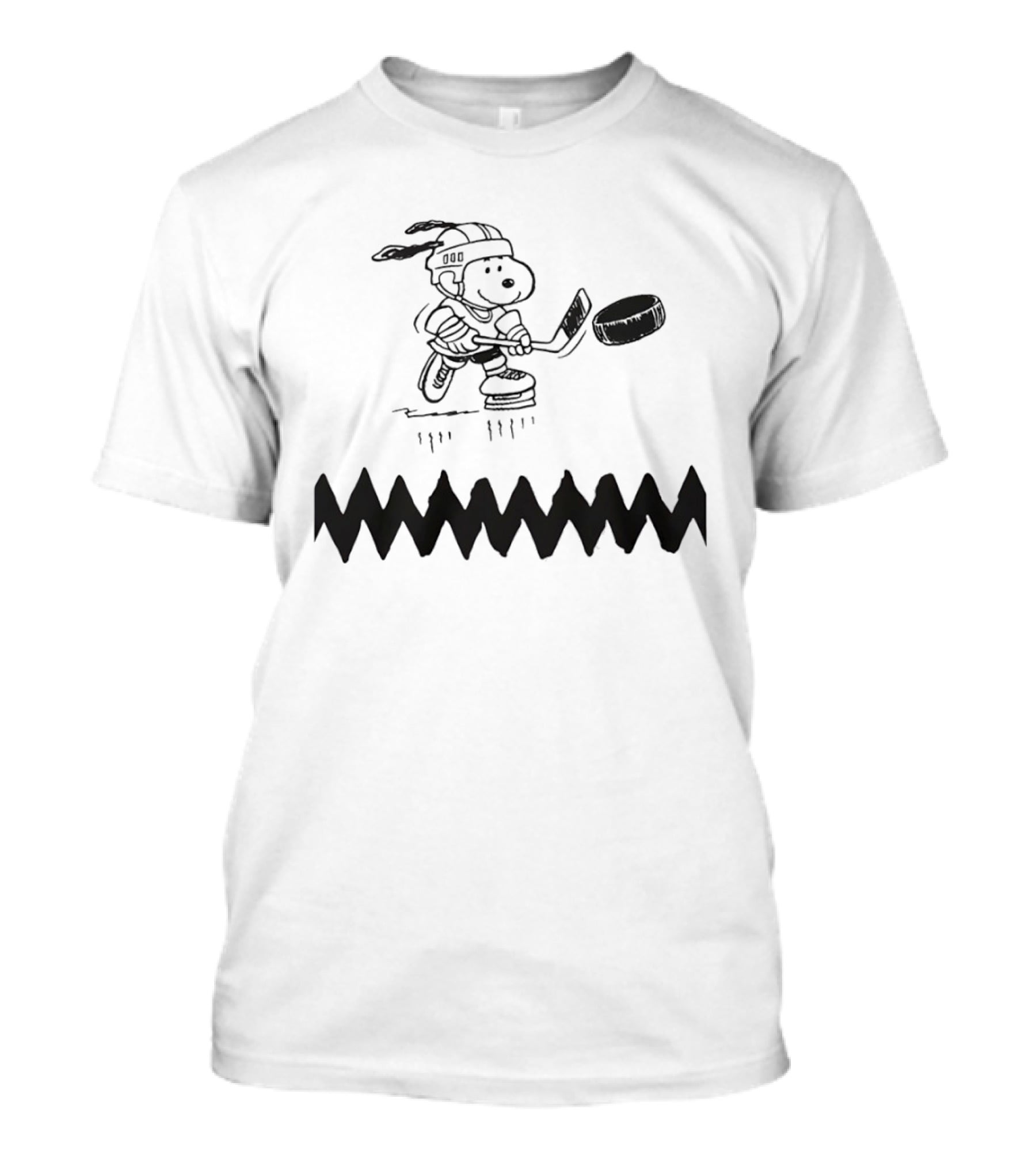 Snoopy Peanuts Ice Hockey Player Skating With Puck T-Shirt