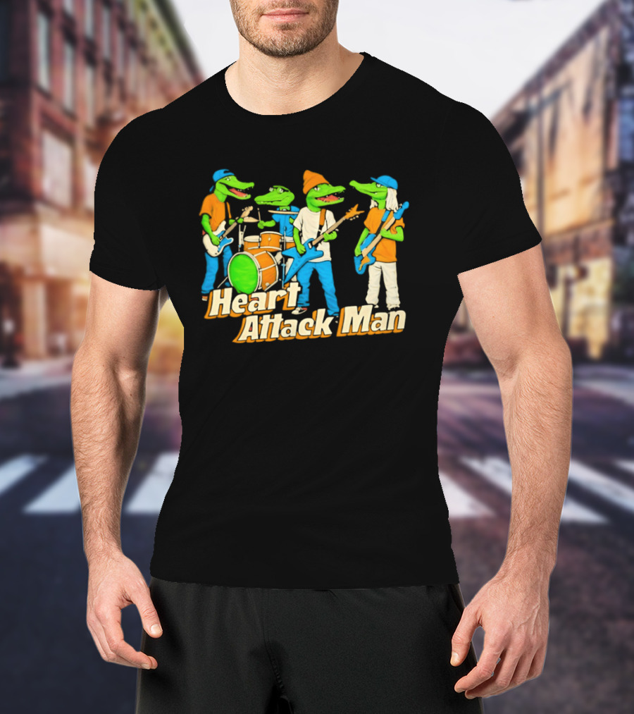 Heart Attack Man Gator Band Playing Music T-Shirt