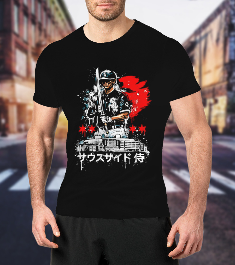 Southside Samurai Chicago White Sox Baseball Japanese Art Stadium Batting Samurai T-Shirt