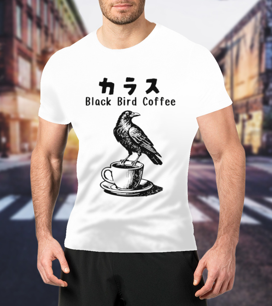 Black Bird Coffee Raven Blackbird Coffee Break Meme T-Shirt