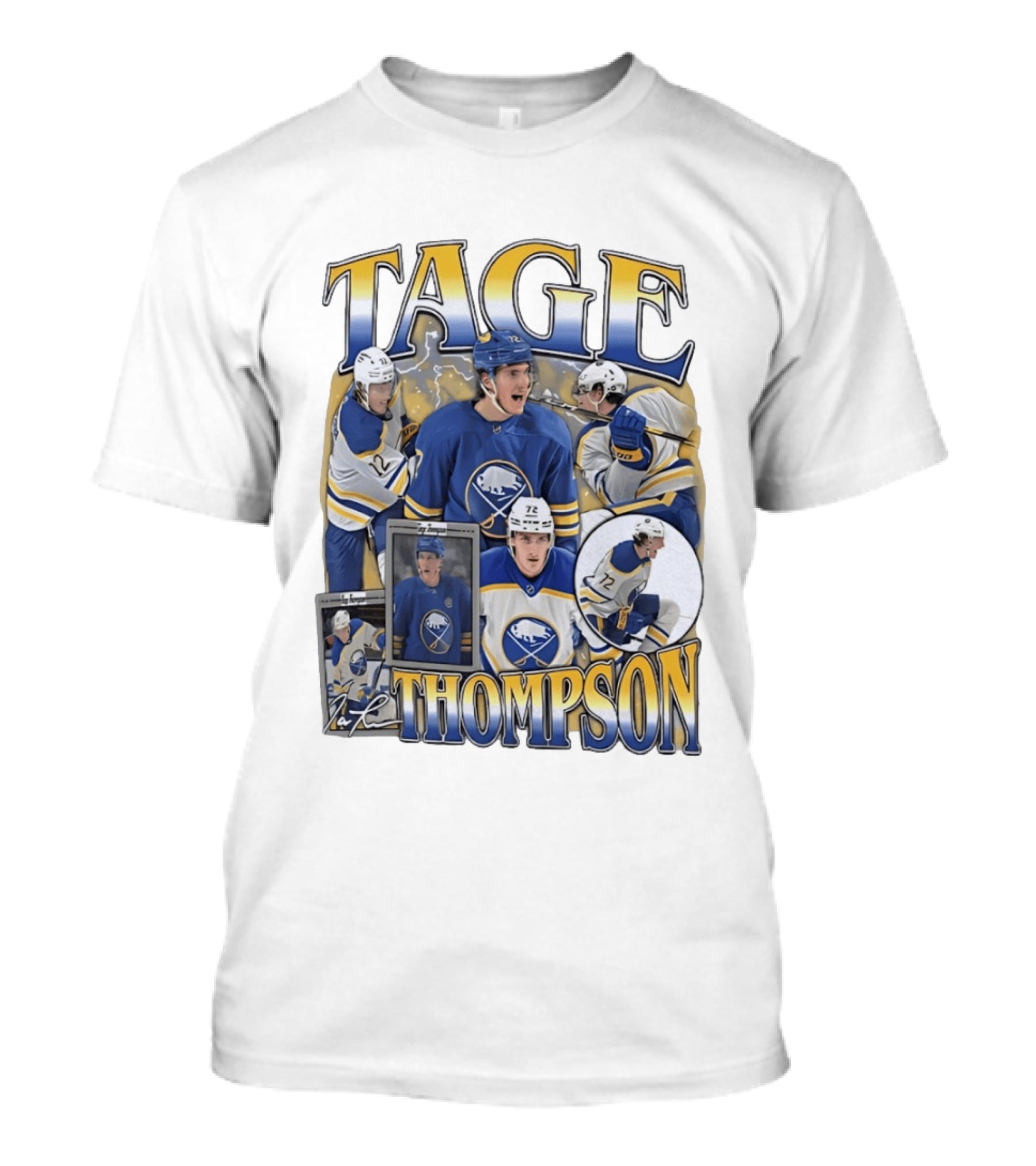 Tage Thompson 72 Buffalo Sabres Ice Hockey Player Action Collage T-Shirt