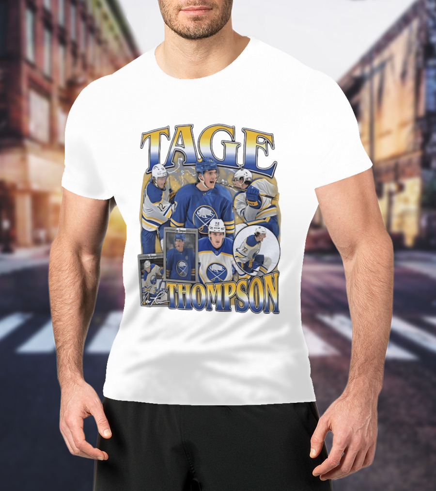 Tage Thompson 72 Buffalo Sabres Ice Hockey Player Action Collage T-Shirt