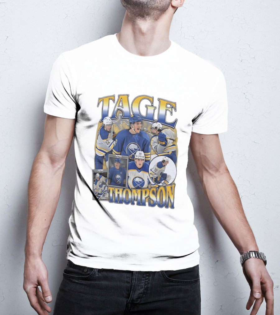 Tage Thompson 72 Buffalo Sabres Ice Hockey Player Action Collage T-Shirt