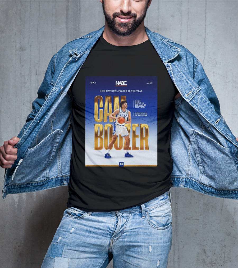 Duke Basketball Cameron Boozer 2026 National Player Pete Newell Big Man Freshman Of The Year T-Shirt