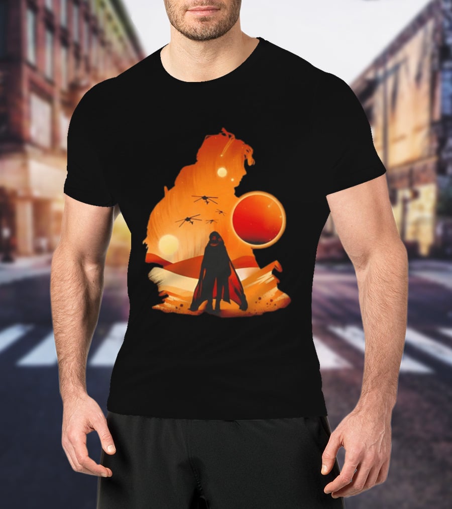 Dune The Final Sand Battle Epic Desert Scene With Hero And Sun T-Shirt