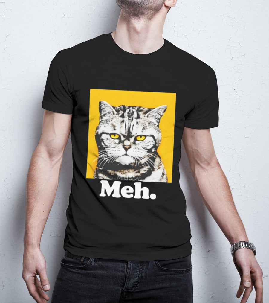 Meh Angry Cat With Yellow Eyes T-Shirt