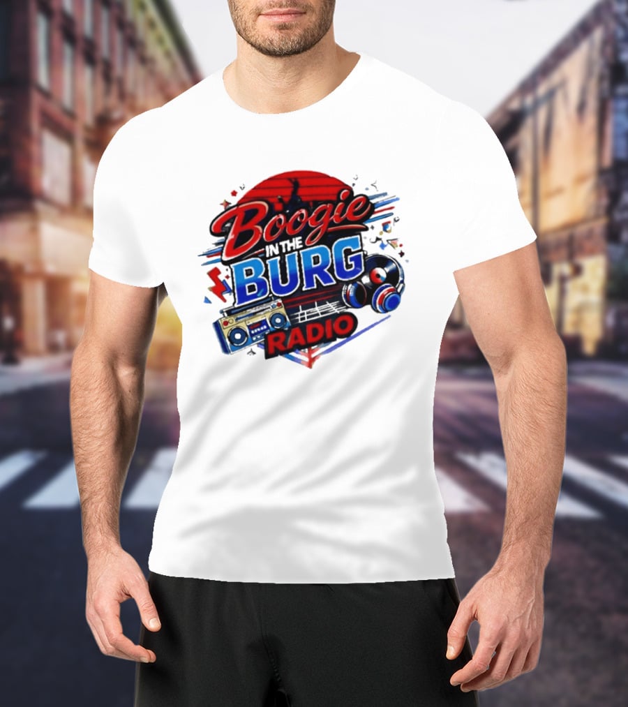 Boogie In The Burg Radio Music Headphones Boombox Dance T-Shirt
